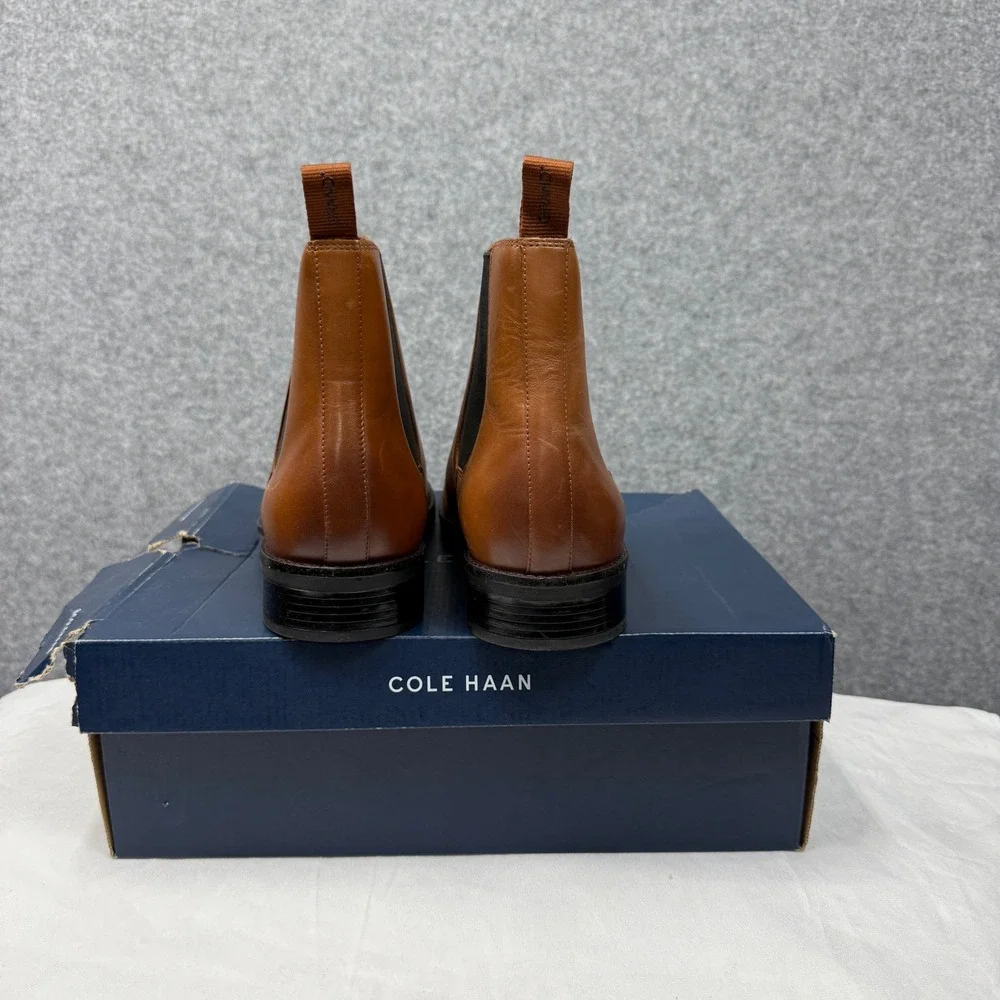 Cole Haan Grand Plus Dress Chelsea Boots Mens 13 British Tan Leather C37859
